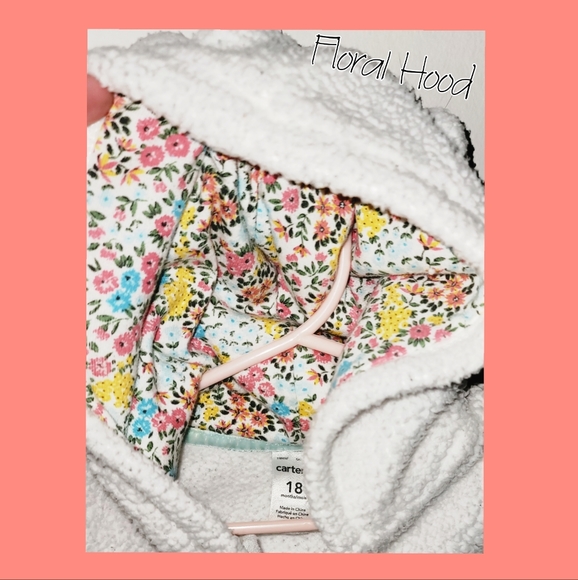 Carter's 18mo bodysuit with Floral Bear-ear Hood - Picture 8 of 9
